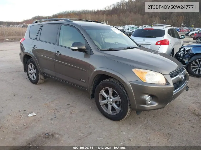 2012 Toyota Rav4 Limited VIN: 2T3DF4DV5CW247771 Lot: 40826785