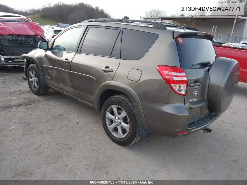 2012 Toyota Rav4 Limited VIN: 2T3DF4DV5CW247771 Lot: 40826785