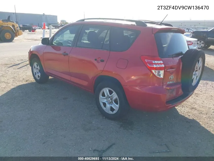 2012 Toyota Rav4 VIN: 2T3ZF4DV9CW136470 Lot: 40829693