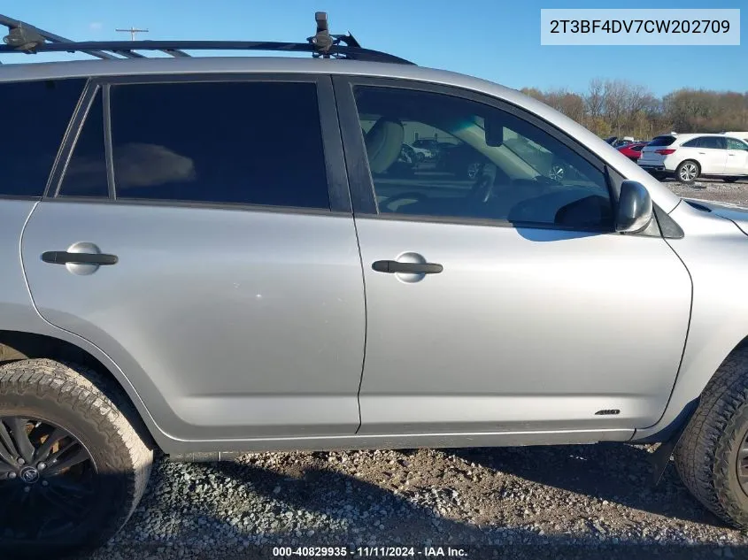 2012 Toyota Rav4 VIN: 2T3BF4DV7CW202709 Lot: 40829935