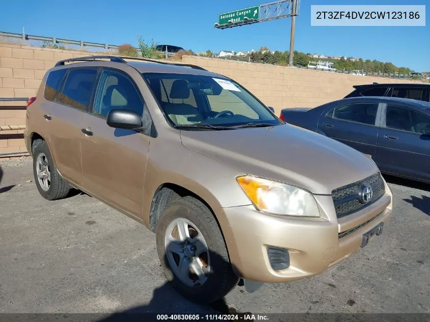 2012 Toyota Rav4 VIN: 2T3ZF4DV2CW123186 Lot: 40830605