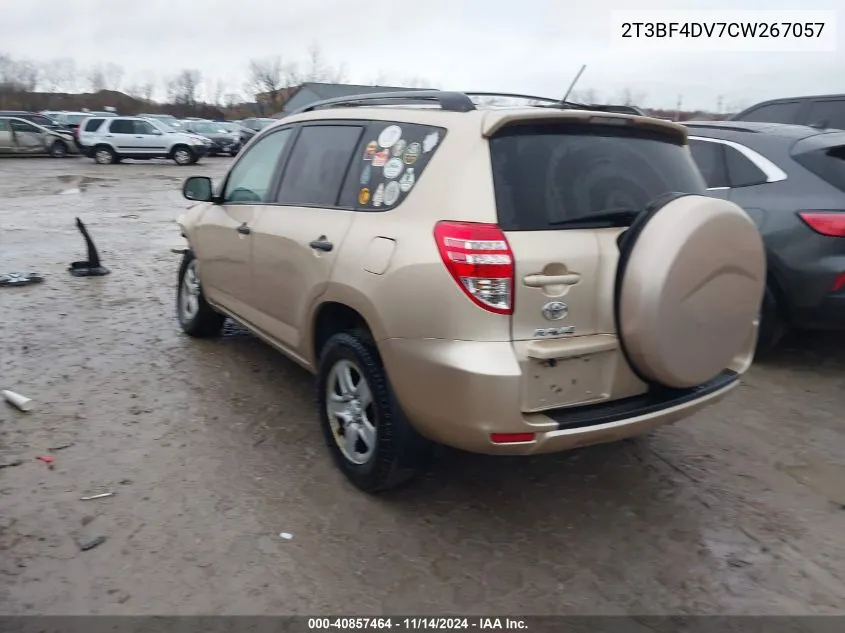 2012 Toyota Rav4 VIN: 2T3BF4DV7CW267057 Lot: 40857464