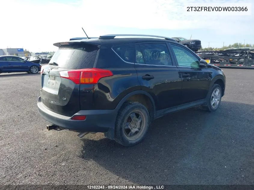 2T3ZFREV0DW003366 2013 Toyota Rav4 Le