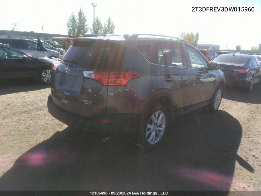 2013 Toyota Rav4 Limited VIN: 2T3DFREV3DW015960 Lot: 12106498