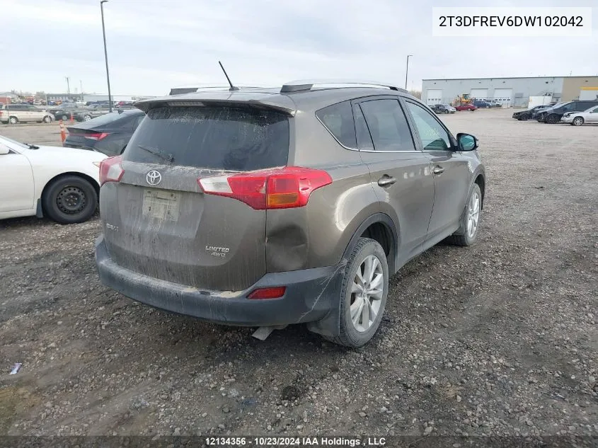 2013 Toyota Rav4 Limited VIN: 2T3DFREV6DW102042 Lot: 12134356