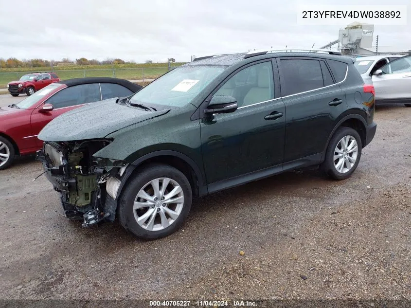 2T3YFREV4DW038892 2013 Toyota Rav4 Limited