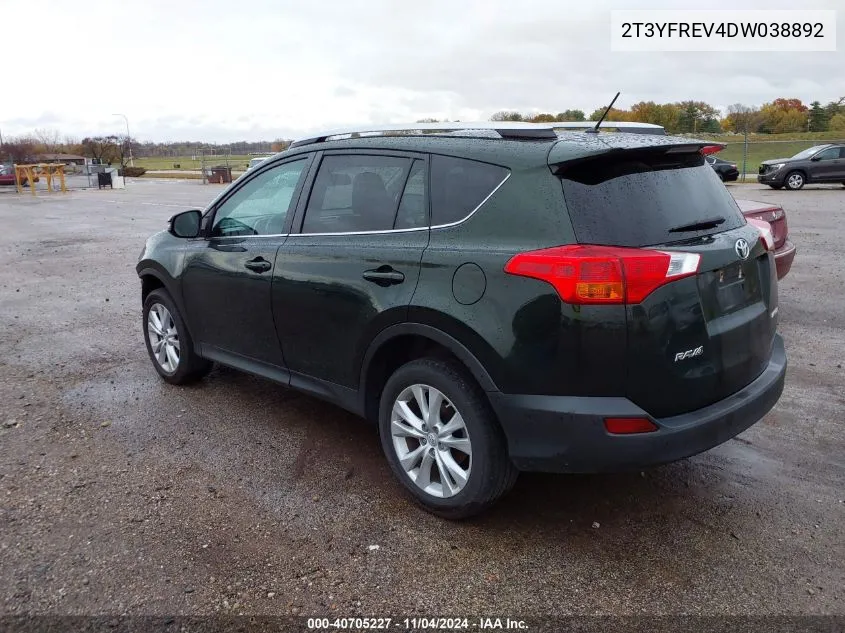 2013 Toyota Rav4 Limited VIN: 2T3YFREV4DW038892 Lot: 40705227