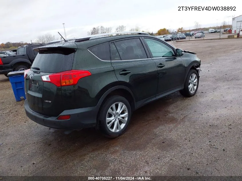 2T3YFREV4DW038892 2013 Toyota Rav4 Limited