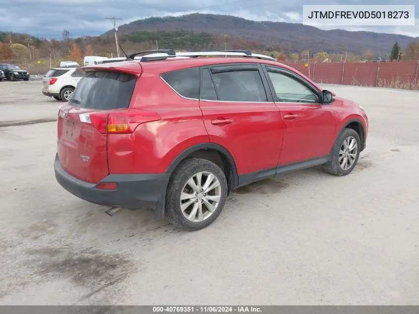 2013 Toyota Rav4 Limited VIN: JTMDFREV0D5018273 Lot: 40769351