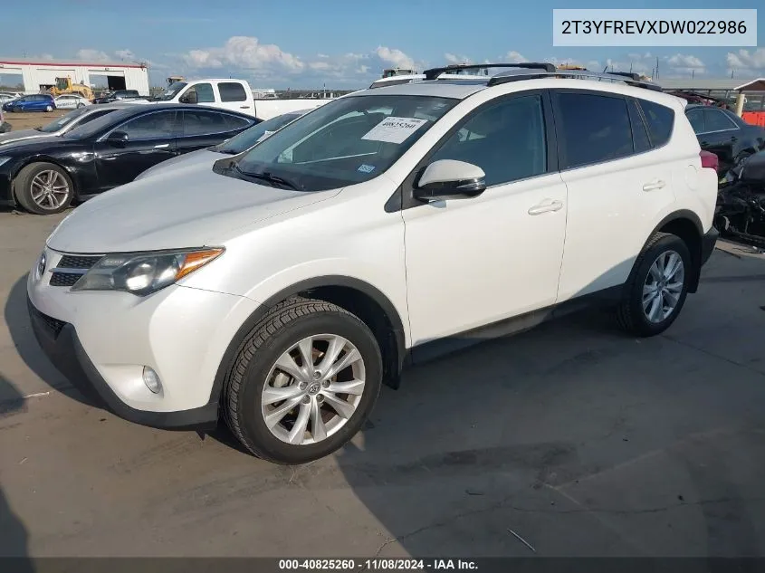 2013 Toyota Rav4 Limited VIN: 2T3YFREVXDW022986 Lot: 40825260