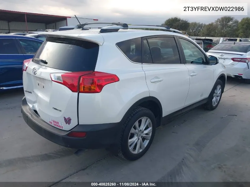 2013 Toyota Rav4 Limited VIN: 2T3YFREVXDW022986 Lot: 40825260