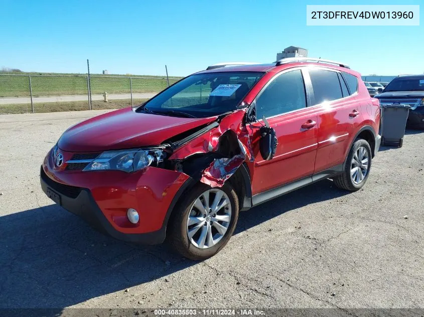 2013 Toyota Rav4 Limited VIN: 2T3DFREV4DW013960 Lot: 40835503