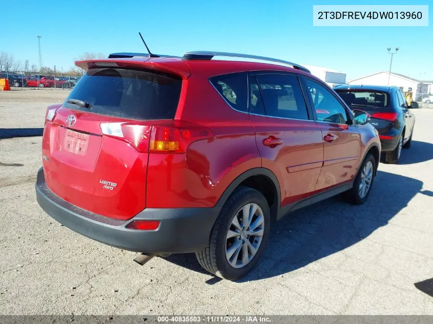 2013 Toyota Rav4 Limited VIN: 2T3DFREV4DW013960 Lot: 40835503