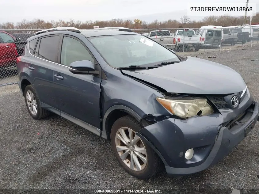 2013 Toyota Rav4 Limited VIN: 2T3DFREV8DW018868 Lot: 40869681