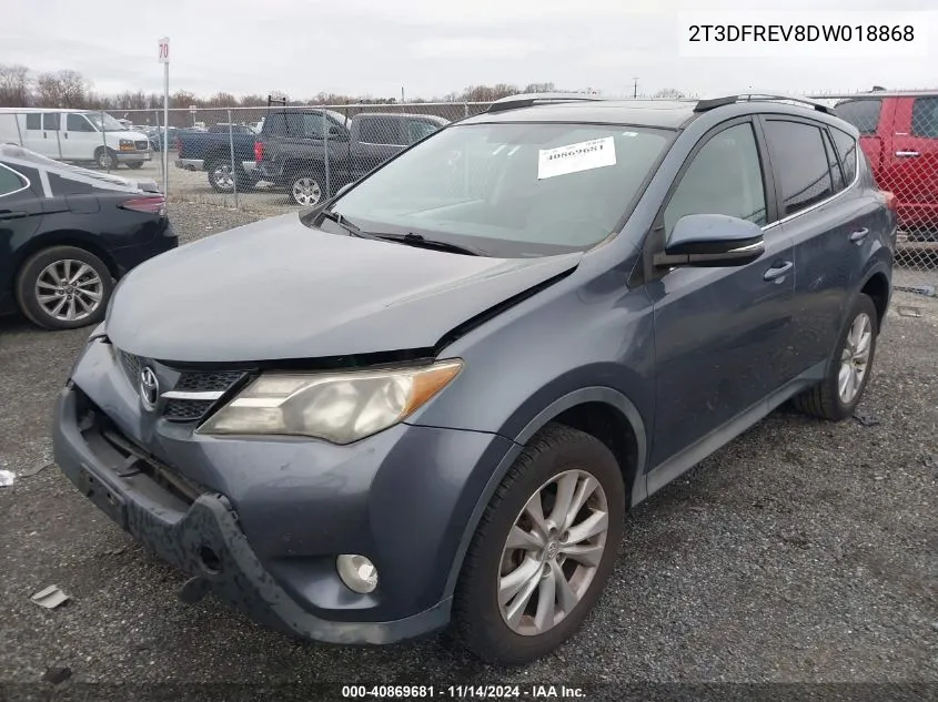 2013 Toyota Rav4 Limited VIN: 2T3DFREV8DW018868 Lot: 40869681