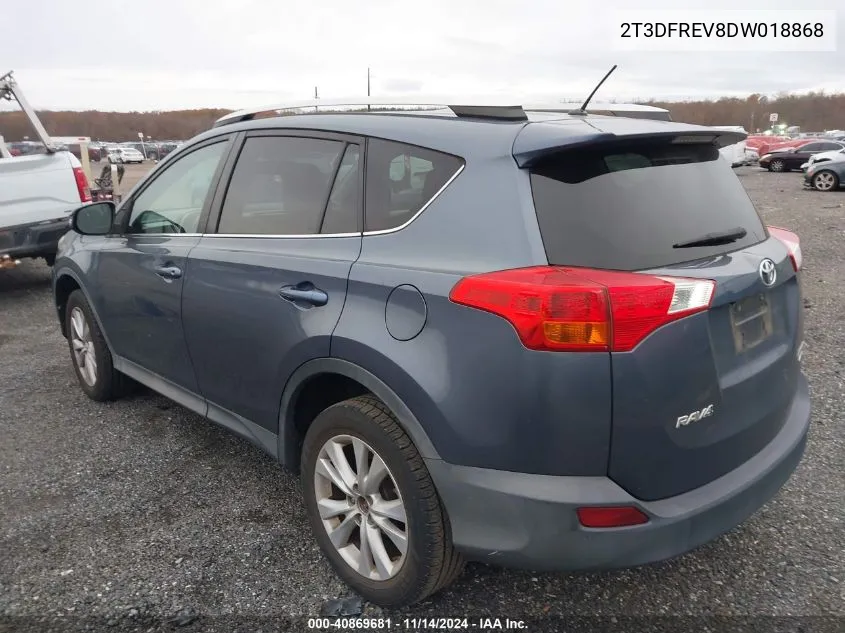 2013 Toyota Rav4 Limited VIN: 2T3DFREV8DW018868 Lot: 40869681