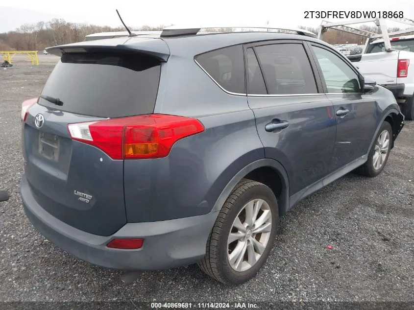 2013 Toyota Rav4 Limited VIN: 2T3DFREV8DW018868 Lot: 40869681