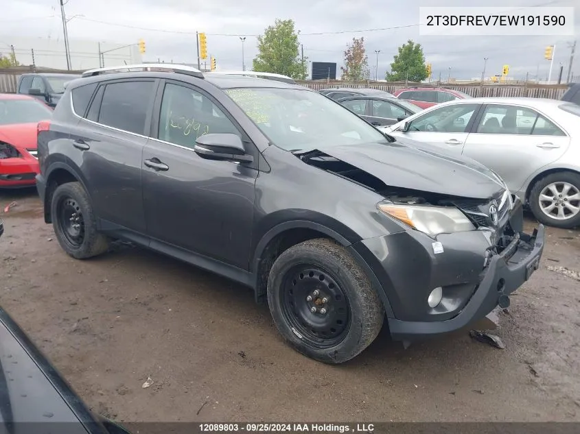 2014 Toyota Rav4 Limited VIN: 2T3DFREV7EW191590 Lot: 12089803