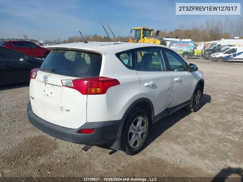 2014 Toyota Rav4 Le VIN: 2T3ZFREV1EW127017 Lot: 12139837