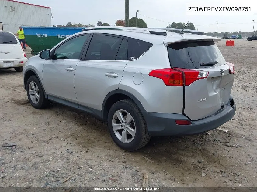 2014 Toyota Rav4 Xle VIN: 2T3WFREVXEW098751 Lot: 40764457