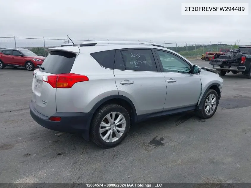 2015 Toyota Rav4 Limited VIN: 2T3DFREV5FW294489 Lot: 12064574