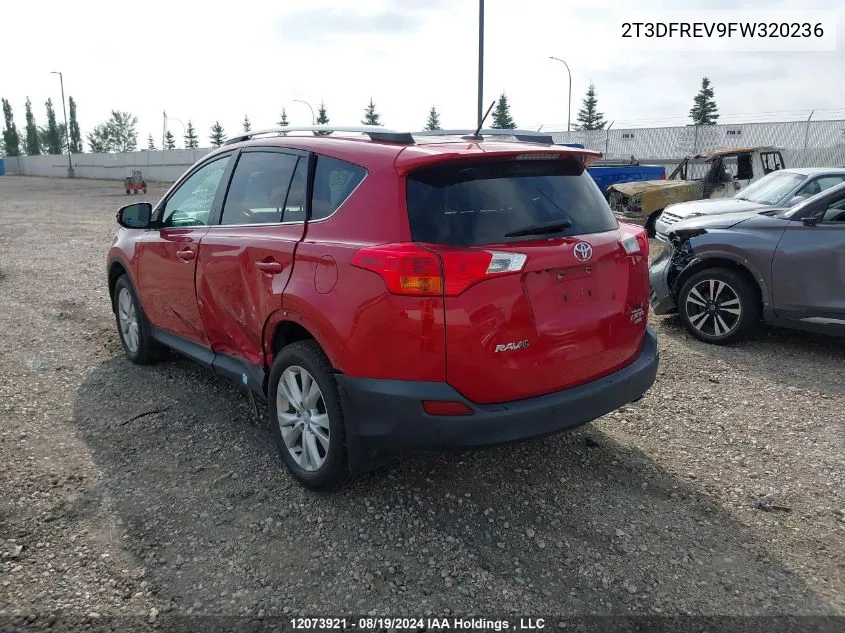 2015 Toyota Rav4 Limited VIN: 2T3DFREV9FW320236 Lot: 12073921