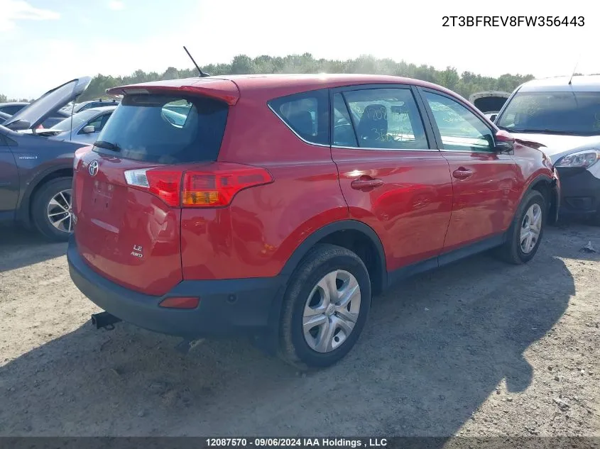 2T3BFREV8FW356443 2015 Toyota Rav4 Le