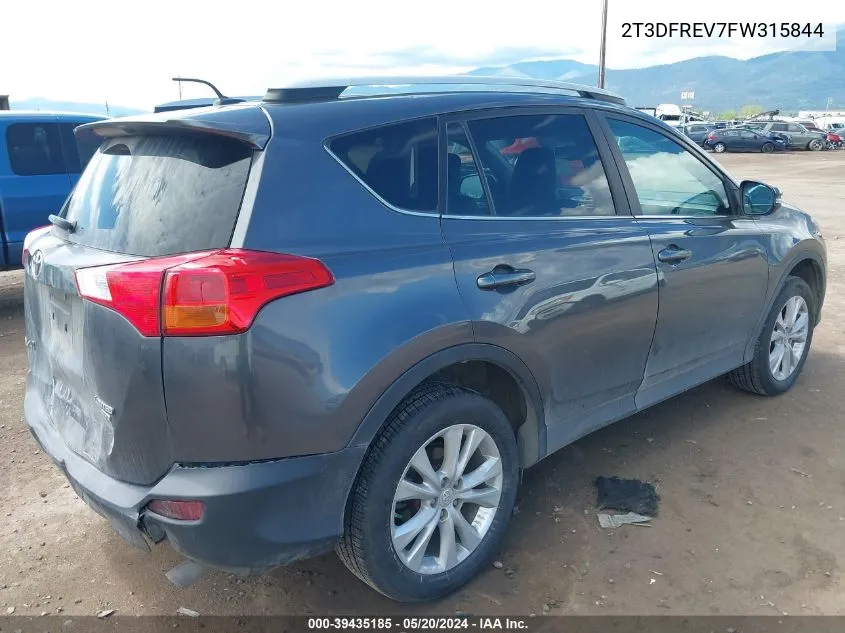 2015 Toyota Rav4 Limited VIN: 2T3DFREV7FW315844 Lot: 39435185