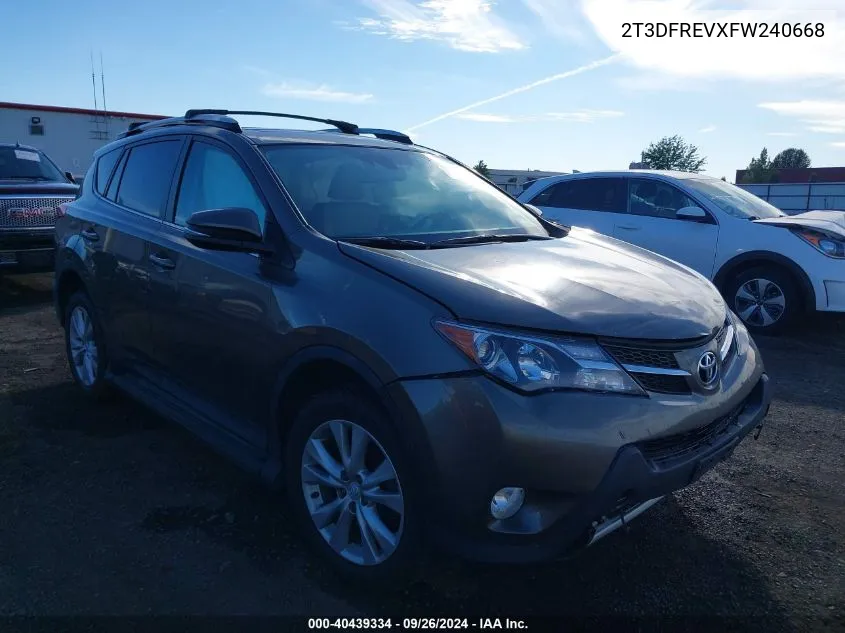 2015 Toyota Rav4 Limited VIN: 2T3DFREVXFW240668 Lot: 40439334