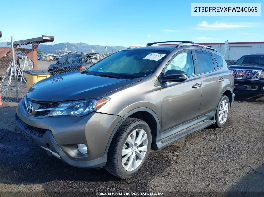 2T3DFREVXFW240668 2015 Toyota Rav4 Limited