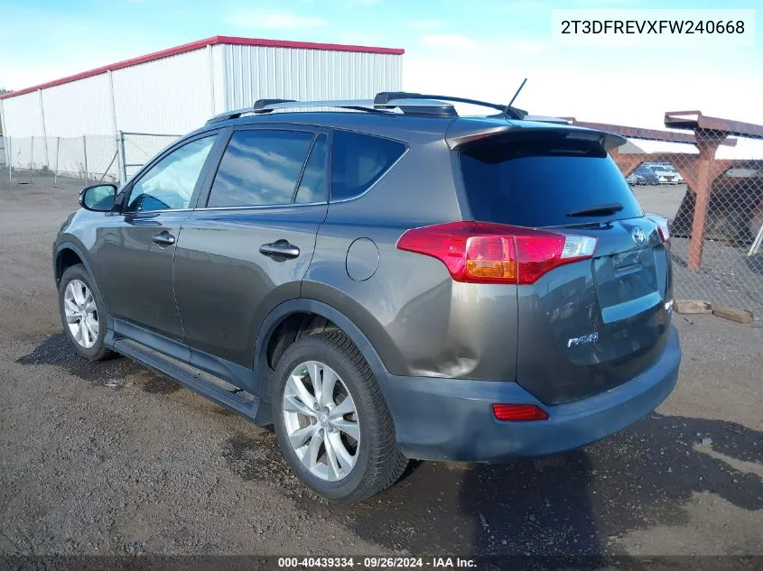 2T3DFREVXFW240668 2015 Toyota Rav4 Limited