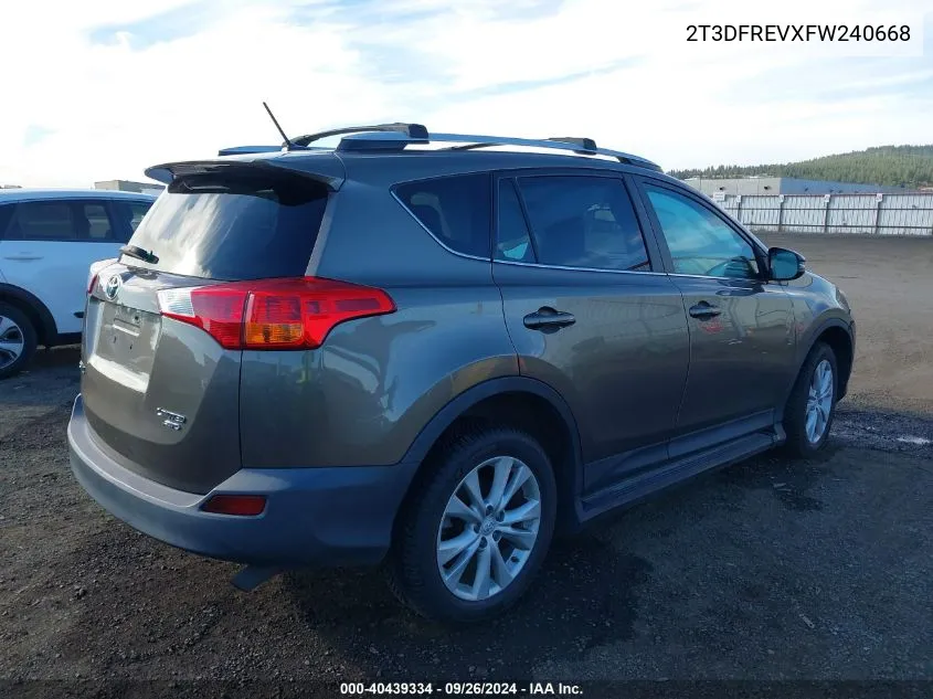 2T3DFREVXFW240668 2015 Toyota Rav4 Limited