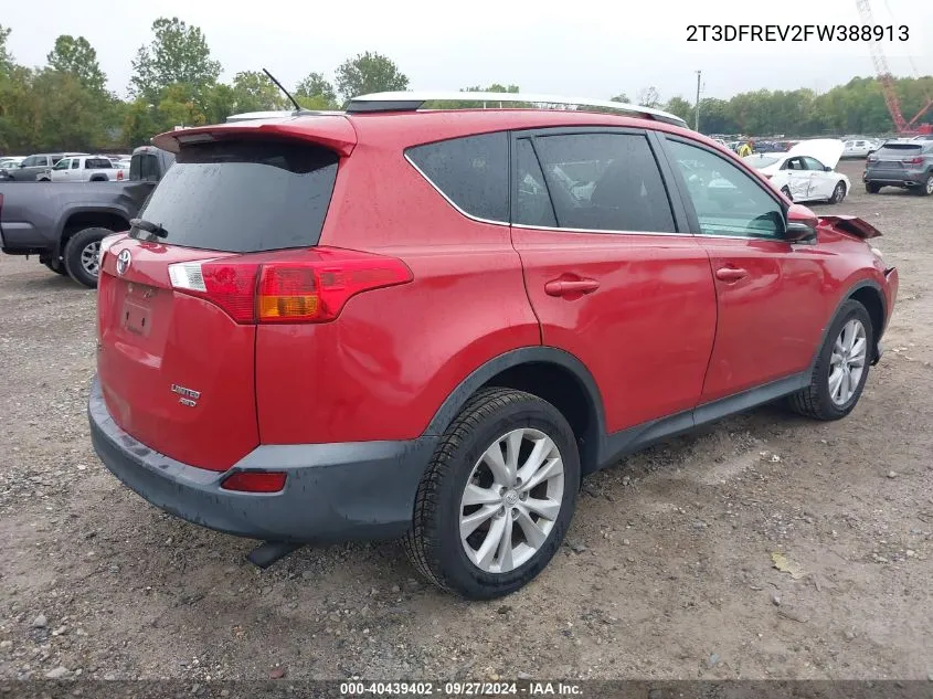 2015 Toyota Rav4 Limited VIN: 2T3DFREV2FW388913 Lot: 40439402