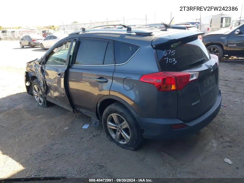 2015 Toyota Rav4 Xle VIN: 2T3RFREV2FW242386 Lot: 40472991