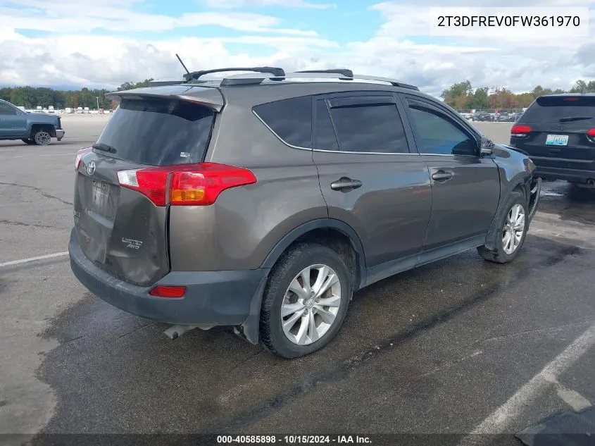 2015 Toyota Rav4 Limited VIN: 2T3DFREV0FW361970 Lot: 40585898