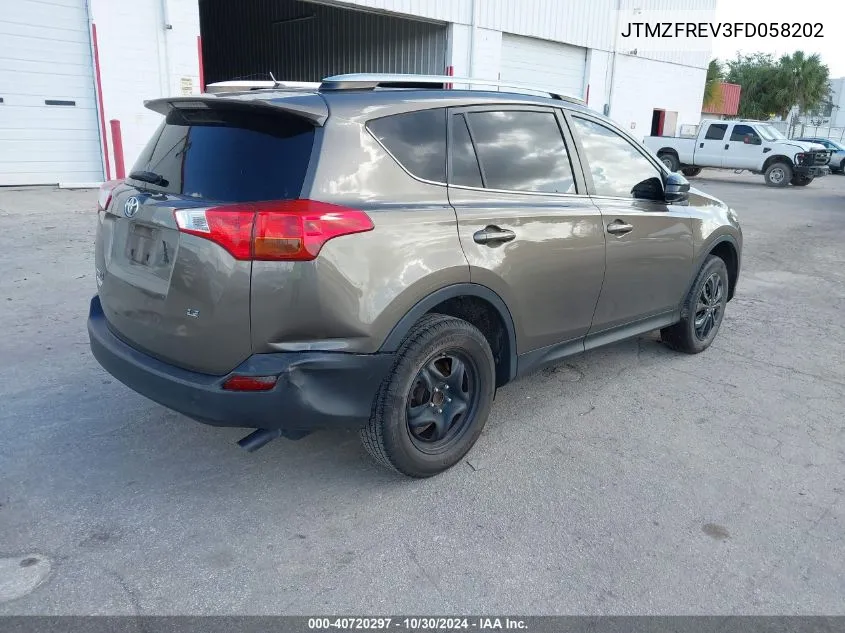 2015 Toyota Rav4 Le VIN: JTMZFREV3FD058202 Lot: 40720297