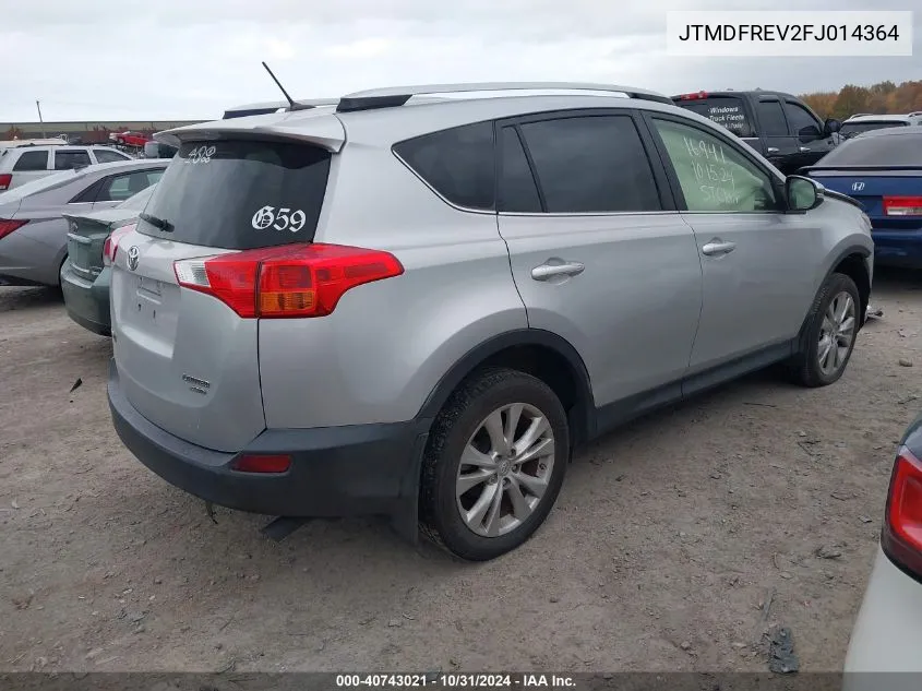 2015 Toyota Rav4 Limited VIN: JTMDFREV2FJ014364 Lot: 40743021