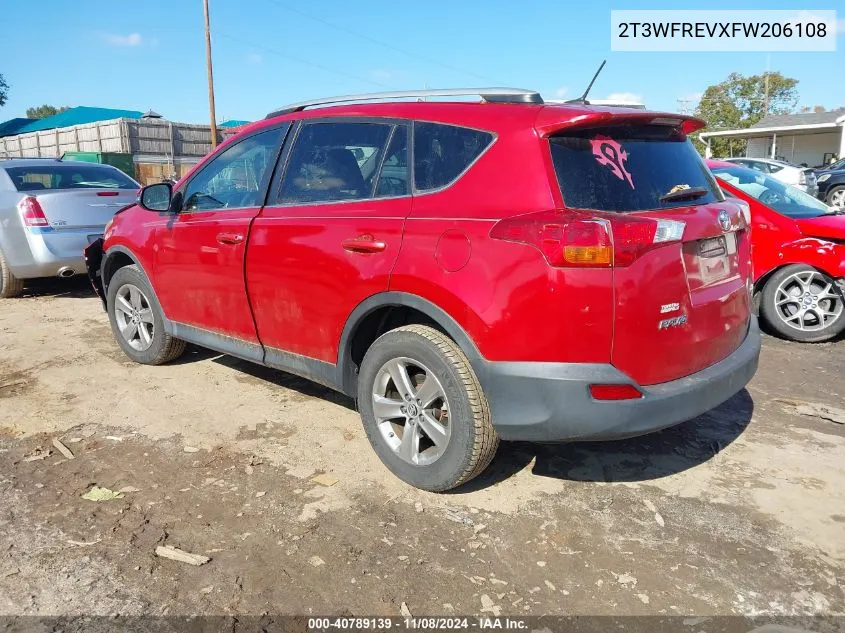 2015 Toyota Rav4 Xle VIN: 2T3WFREVXFW206108 Lot: 40789139