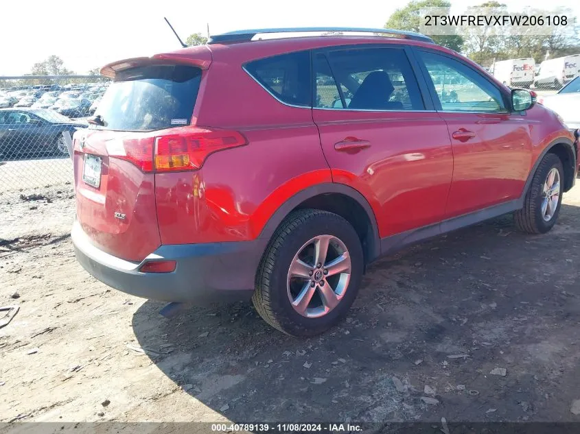 2015 Toyota Rav4 Xle VIN: 2T3WFREVXFW206108 Lot: 40789139