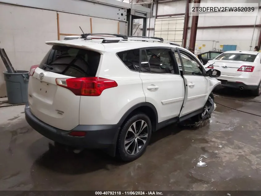 2015 Toyota Rav4 Limited VIN: 2T3DFREV2FW352039 Lot: 40792118