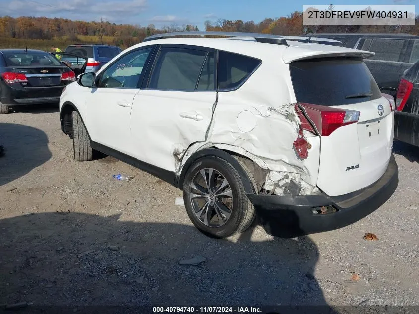 2015 Toyota Rav4 Limited VIN: 2T3DFREV9FW404931 Lot: 40794740