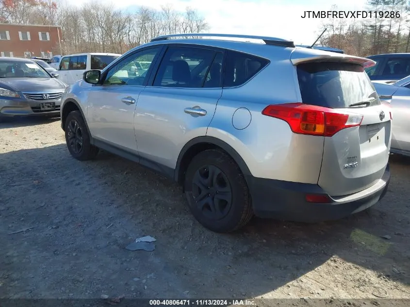 2015 Toyota Rav4 Le VIN: JTMBFREVXFD119286 Lot: 40806471