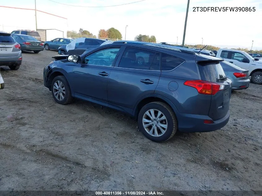 2015 Toyota Rav4 Limited VIN: 2T3DFREV5FW390865 Lot: 40811356