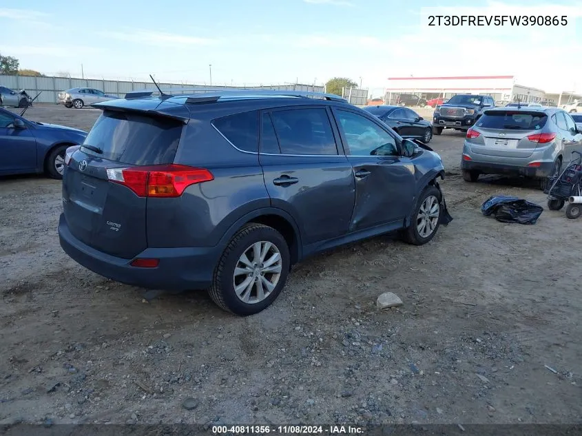 2015 Toyota Rav4 Limited VIN: 2T3DFREV5FW390865 Lot: 40811356