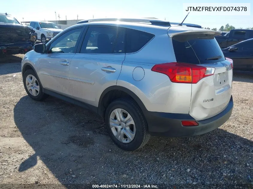 2015 Toyota Rav4 Le VIN: JTMZFREVXFD074378 Lot: 40824174