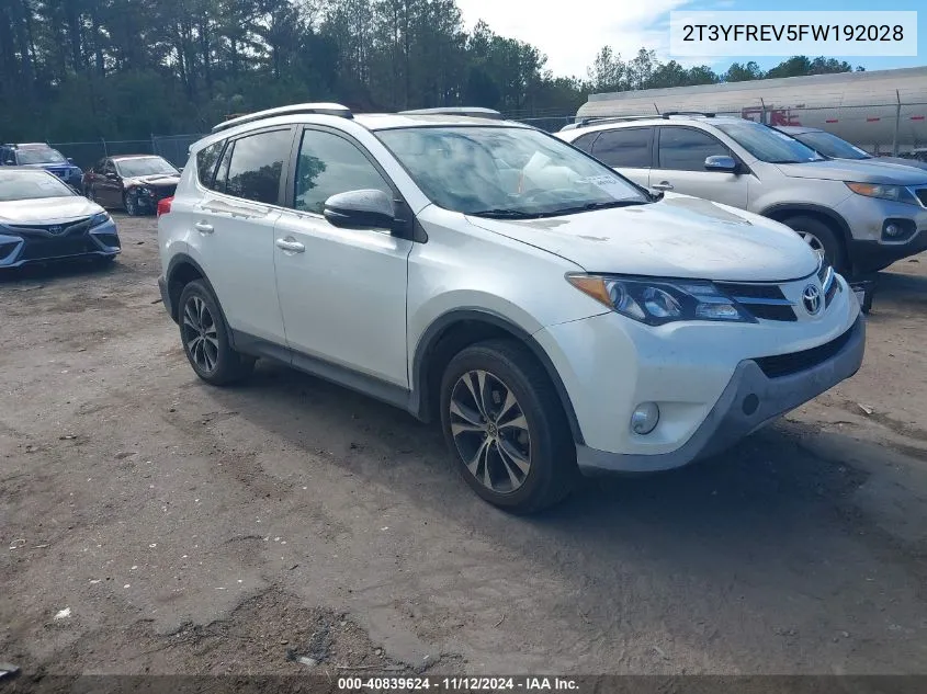 2015 Toyota Rav4 Limited VIN: 2T3YFREV5FW192028 Lot: 40839624