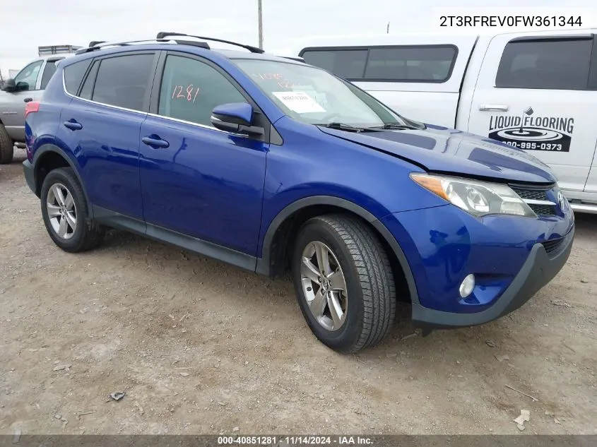 2015 Toyota Rav4 Xle VIN: 2T3RFREV0FW361344 Lot: 40851281