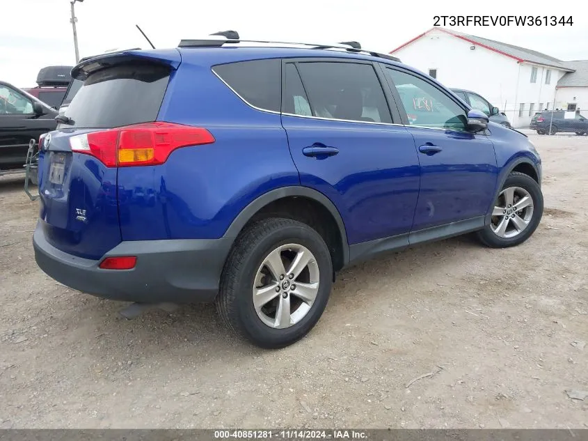 2015 Toyota Rav4 Xle VIN: 2T3RFREV0FW361344 Lot: 40851281