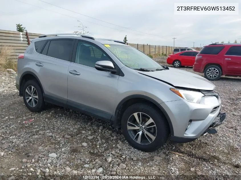 2016 Toyota Rav4 Xle VIN: 2T3RFREV6GW513452 Lot: 12103314