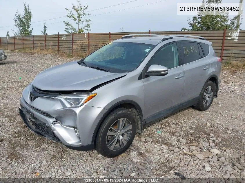 2016 Toyota Rav4 Xle VIN: 2T3RFREV6GW513452 Lot: 12103314